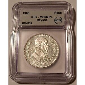 Mexico 1966 Peso MS66 PL ICG